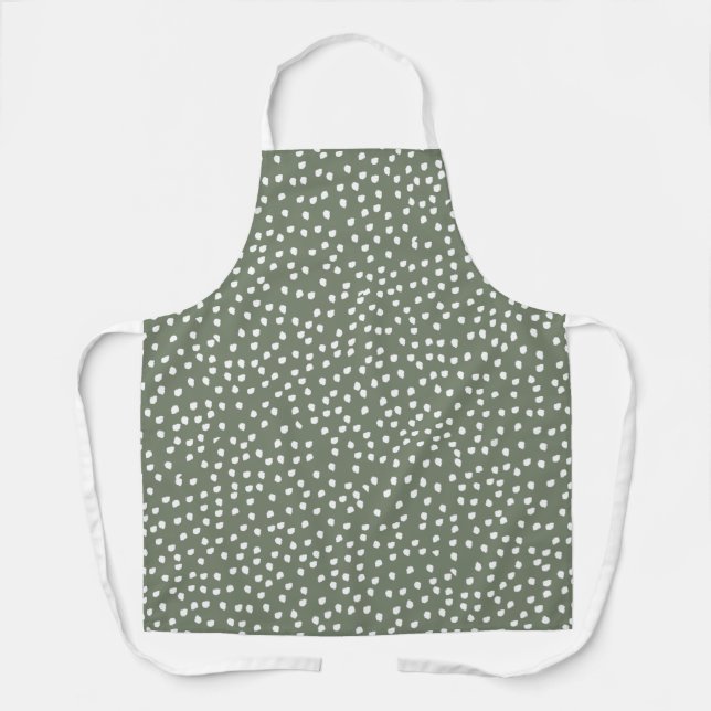 Modern Boho sage green Polka Dot Apron (Front)