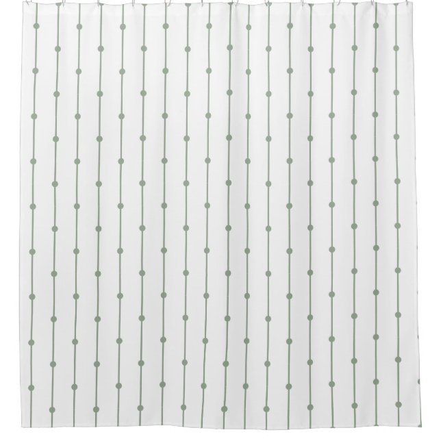 Modern Boho Sage Green White stripes and dots Show Shower Curtain (Front)