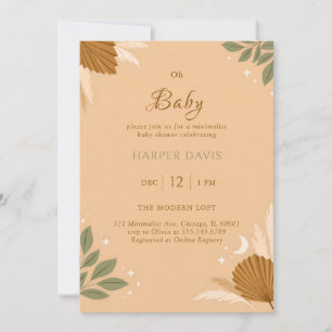 Modern Boho Sage Greenery & Pampas Baby Shower Invitation