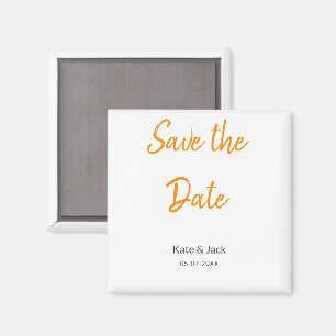 Modern boho save the date add QR name date orange  Magnet