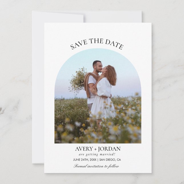 Modern Boho Save the Date | Photo Minimalist Invitation (Front)