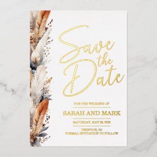 Modern Boho Save the Date with Photo Back   Real