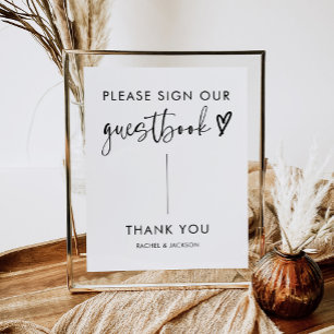 Modern Boho Script Wedding Guestbook Sign