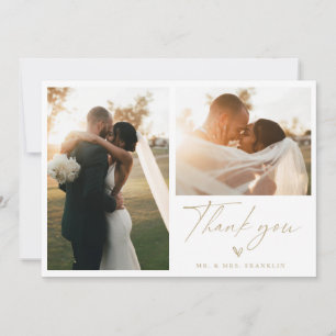 Modern Boho Script Wedding Photo Thank You Card