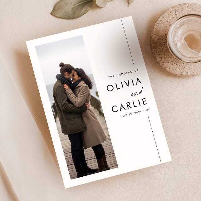 Modern Boho Simple 3 Photo Wedding Invitation (Creator Uploaded)