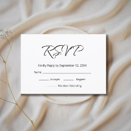 Modern Boho Simple Script Elegant Wedding  RSVP Card