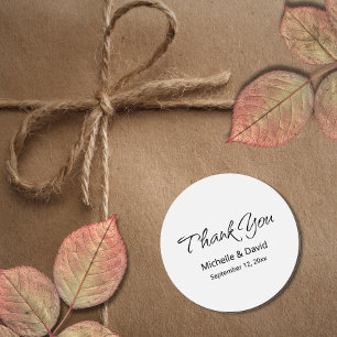 Modern Boho Simple Script Wedding Thank You Classic Round Sticker