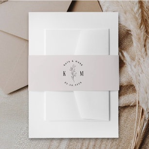 Modern Boho Soft Pink Wedding Invitation Belly Band