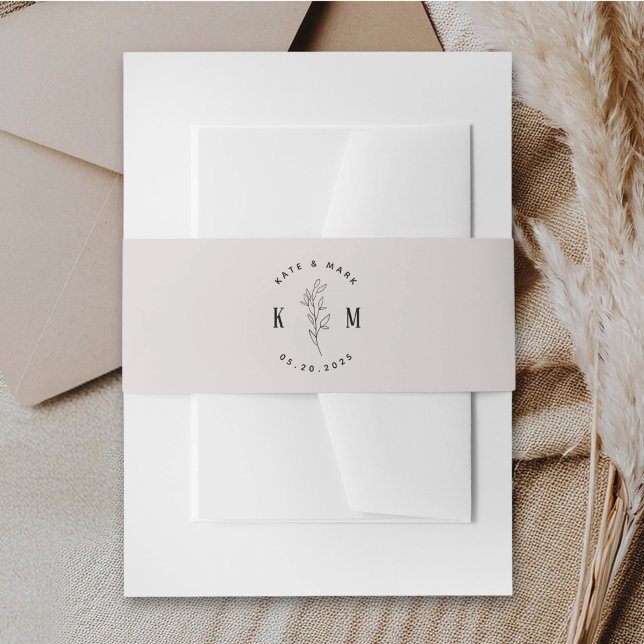 Modern Boho Soft Pink Wedding Invitation Belly Band (Creator Uploaded)