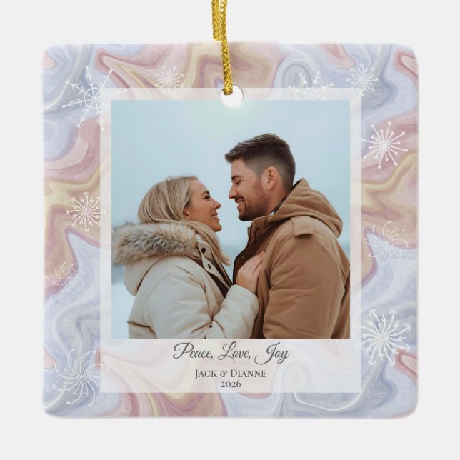 Modern Boho Square Holiday Ornament  (Front)