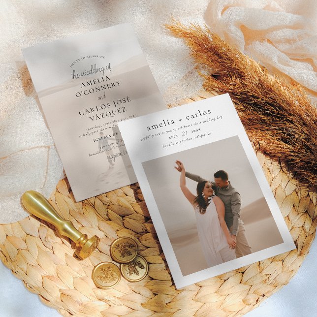 Modern Boho Style Simple & Elegant 2 Photo Wedding Invitation (Creator Uploaded)