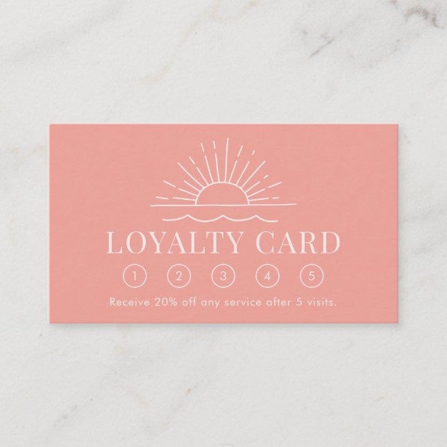 Modern Boho Sun and Beach Wave Loyalty Card (Front)