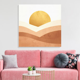 Modern Boho Sunrise Canvas Warm Neutral Print