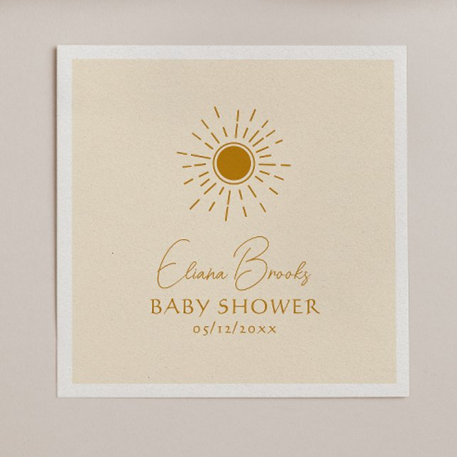 Modern Boho Sunshine | Beige Baby Shower Napkins (Creator Uploaded)