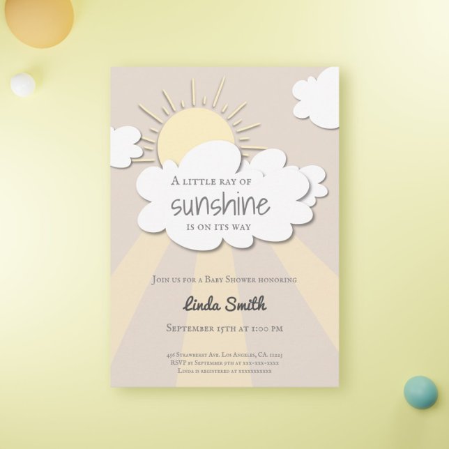 Modern Boho Sunshine Neutral Baby Shower Invitation (Creator Uploaded)