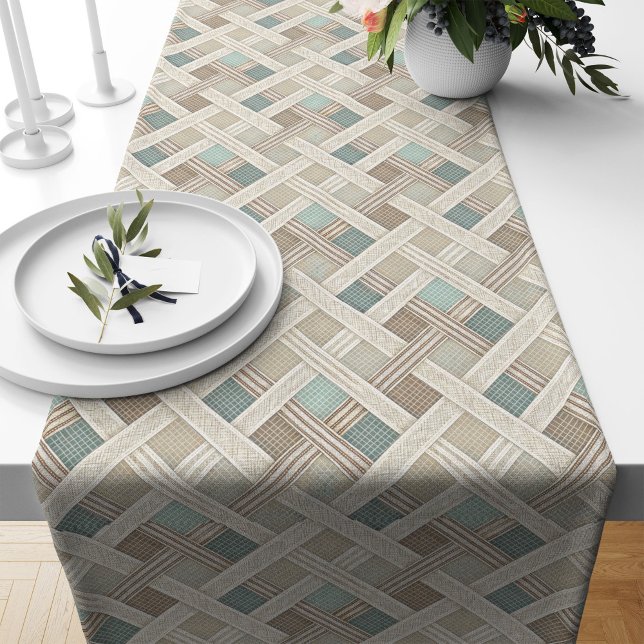 Modern Boho Table Runner with Neutral Geometry (Modern Boho Table Runner with Neutral Geometry)