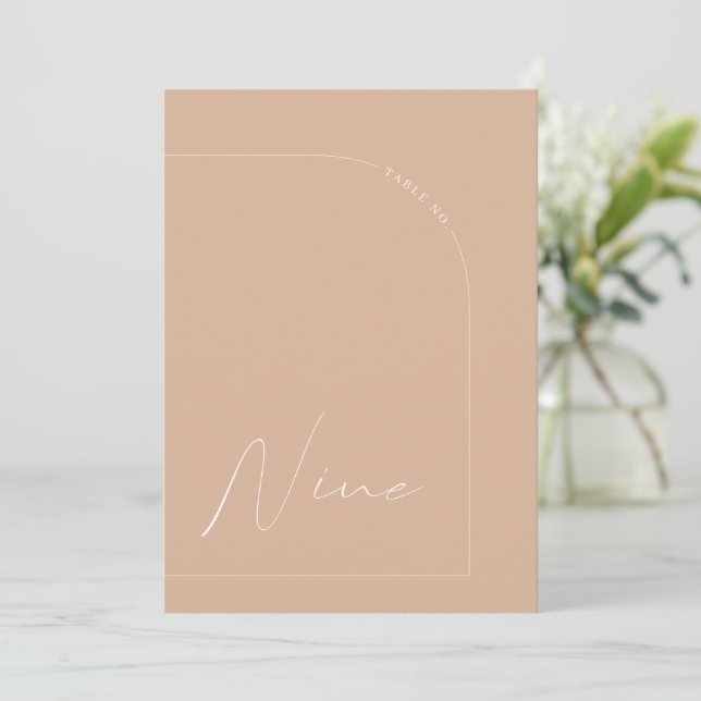 Modern Boho Tan Arch Table Nine Table Number (Standing Front)