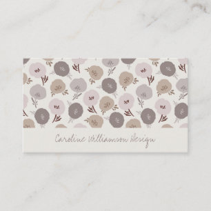 Modern Boho Taupe Blush Grey Botanical Flowers Business Card