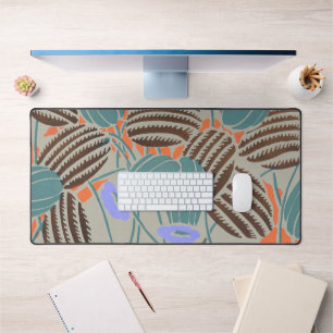 Modern Boho Teal & Lavender Floral Decor Desk Mat