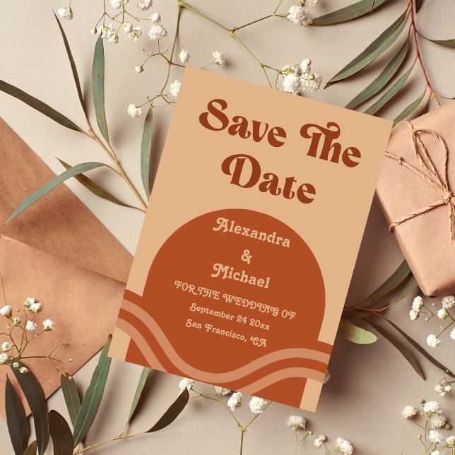Modern Boho Terracotta Arch Wedding Save The Date (Creator Uploaded)