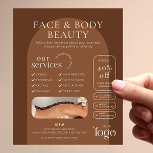 Modern Boho Terracotta Beauty Spa Salon Marketing Flyer