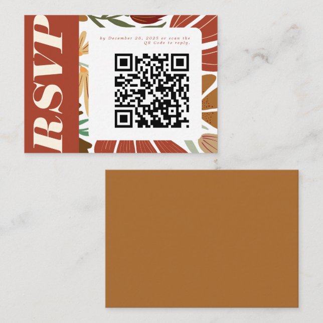 Modern Boho Terracotta Fall Floral Wedding RSVP Enclosure Card (Front/Back)