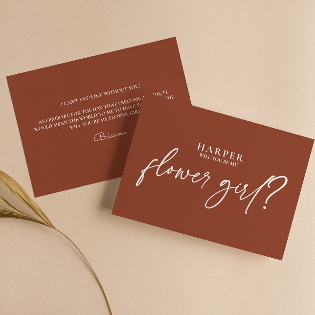 Modern Boho Terracotta Flower Girl Proposal Card (Creator Uploaded)