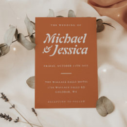 Modern Boho Terracotta Minimalist Wedding Invitation