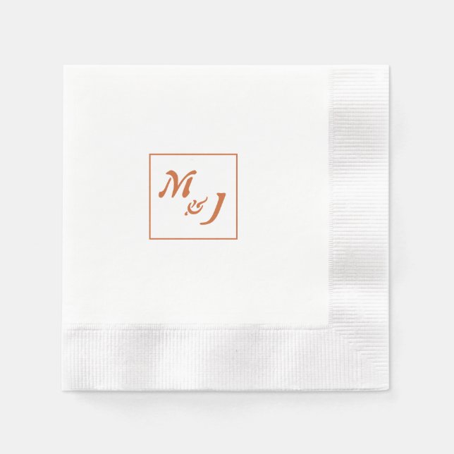 Modern Boho Terracotta Minimalist Wedding  Napkin (Front)
