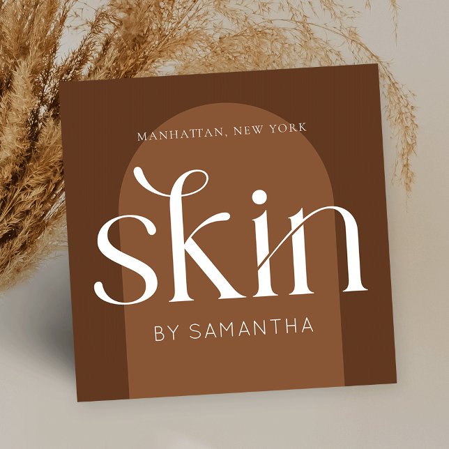 Modern Boho Terracotta Salon Skincare Aesthetician Square Business Card (Creator Uploaded)