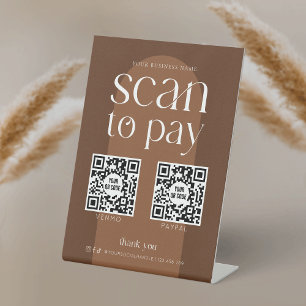 Modern Boho Terracotta Scan To Pay 2 QR Codes Pedestal Sign