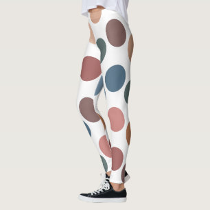 Modern Boho Terracotta & Teal Polka Dot Leggings