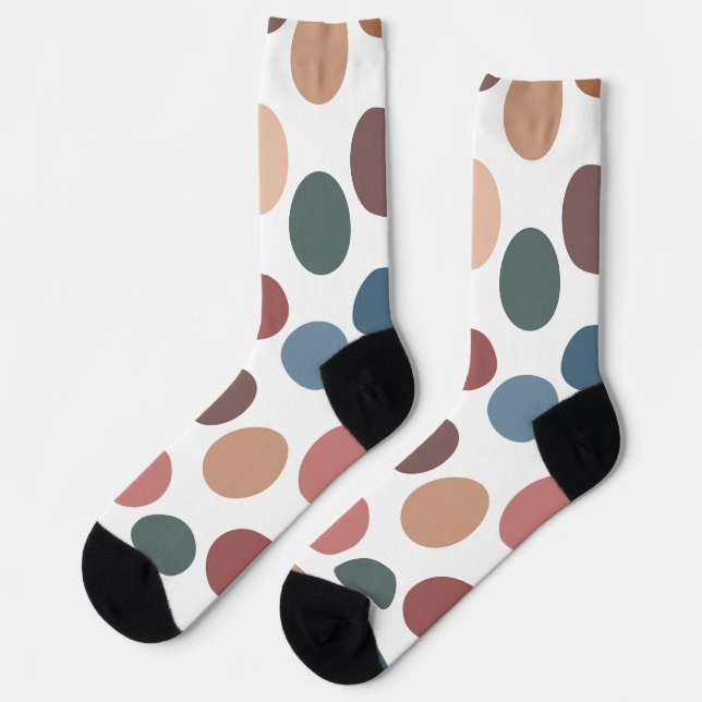 Modern Boho Terracotta & Teal Polka Dot Socks (Left)