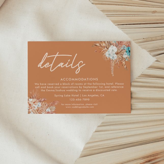 Modern Boho Terracotta Wedding Details Enclosure Card (Creator Uploaded)