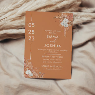 Modern Boho Terracotta Wedding Invitation