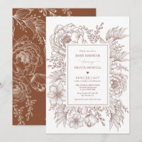 Modern Boho Terracotta White Flower Baby Shower