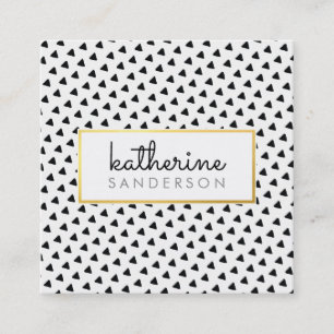 MODERN BOHO triangle pattern modern black gold Square Business Card
