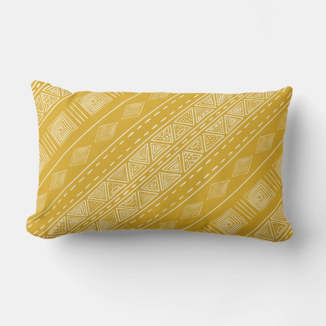 Modern Boho Tribal Yellow Lumbar Cushion (Front)