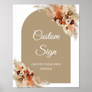 Modern boho tropical arch pampas grass Custom Sign