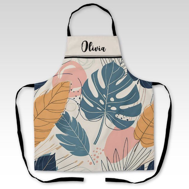 Modern Boho Tropical Leaves Abstract Apron (Creator Uploaded)