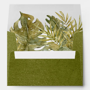 Modern Boho Tropical Leaves Dried Palm Wedding Lab Envelope