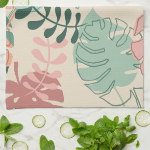 Modern Boho Tropical Monstera Plant Kitchen Towels