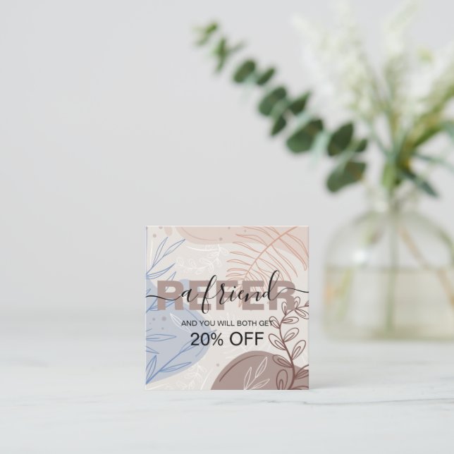 Modern boho Tropical Monstera Referral Card (Standing Front)