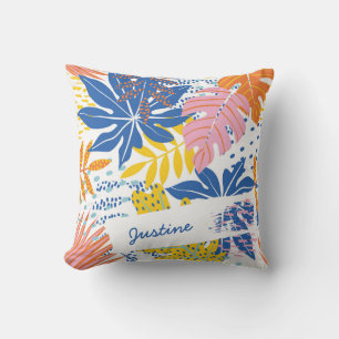 Modern Boho Tropical Palm Leaves Custom Cushion