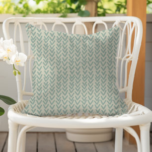 Modern Boho V Pattern Seafoam Green Beige Cushion