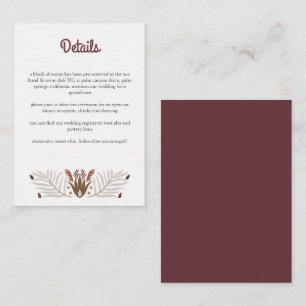 Modern Boho Warm Botanical Floral Wedding Enclosure Card
