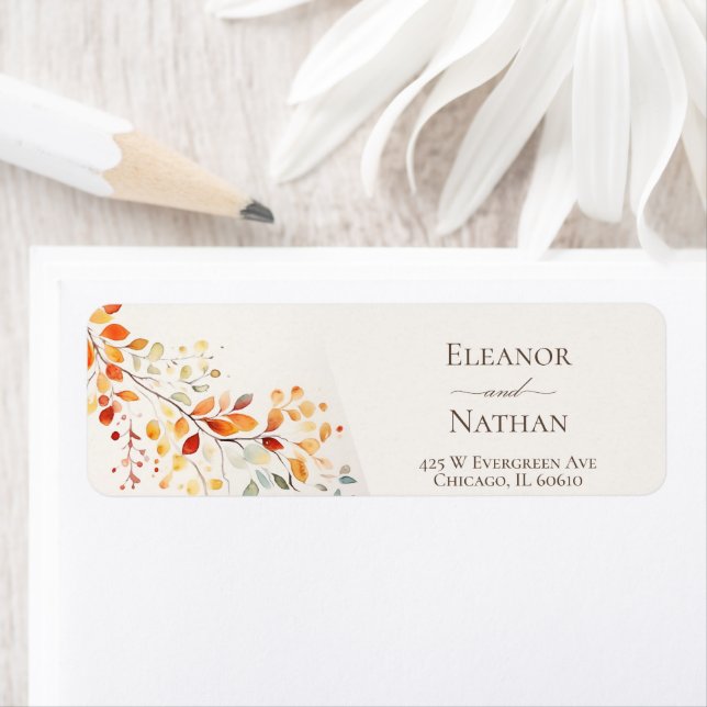 Modern Boho Watercolor Autumn Leaves Wedding (Insitu)