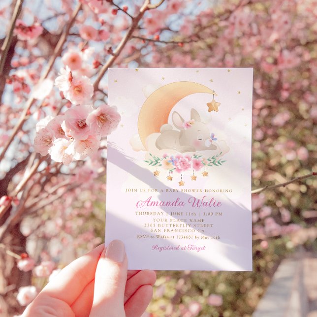 Modern Boho Watercolor Bunny Baby Shower Invitation (Creator Uploaded)