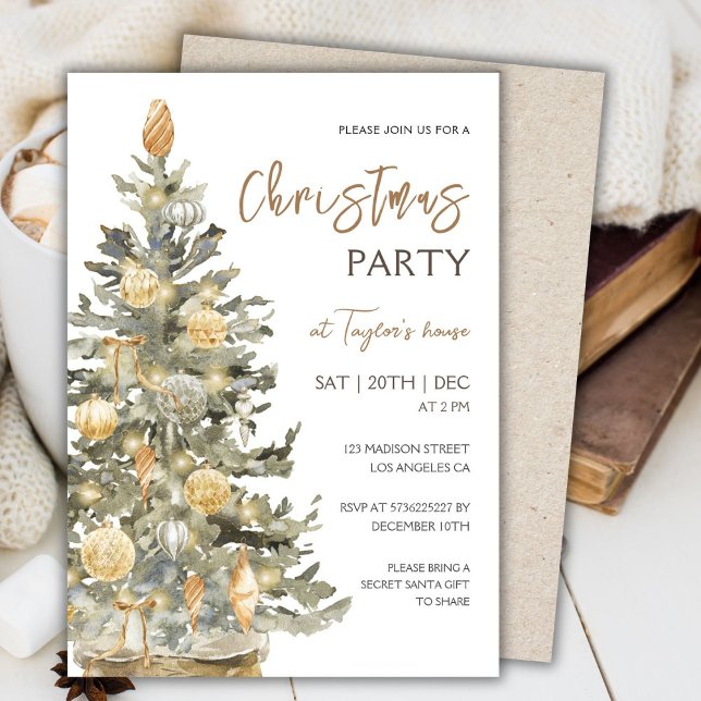 Modern Boho Watercolor Christmas Party Invitation (Creator Uploaded)