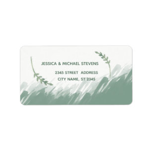 Modern boho watercolor dusty green branch wedding label